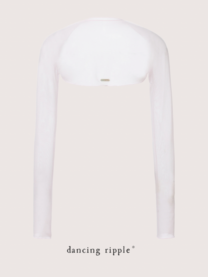 Dawn Pink Ultra-Stretch Ballet Mesh Shrug product detail photo showing the back design