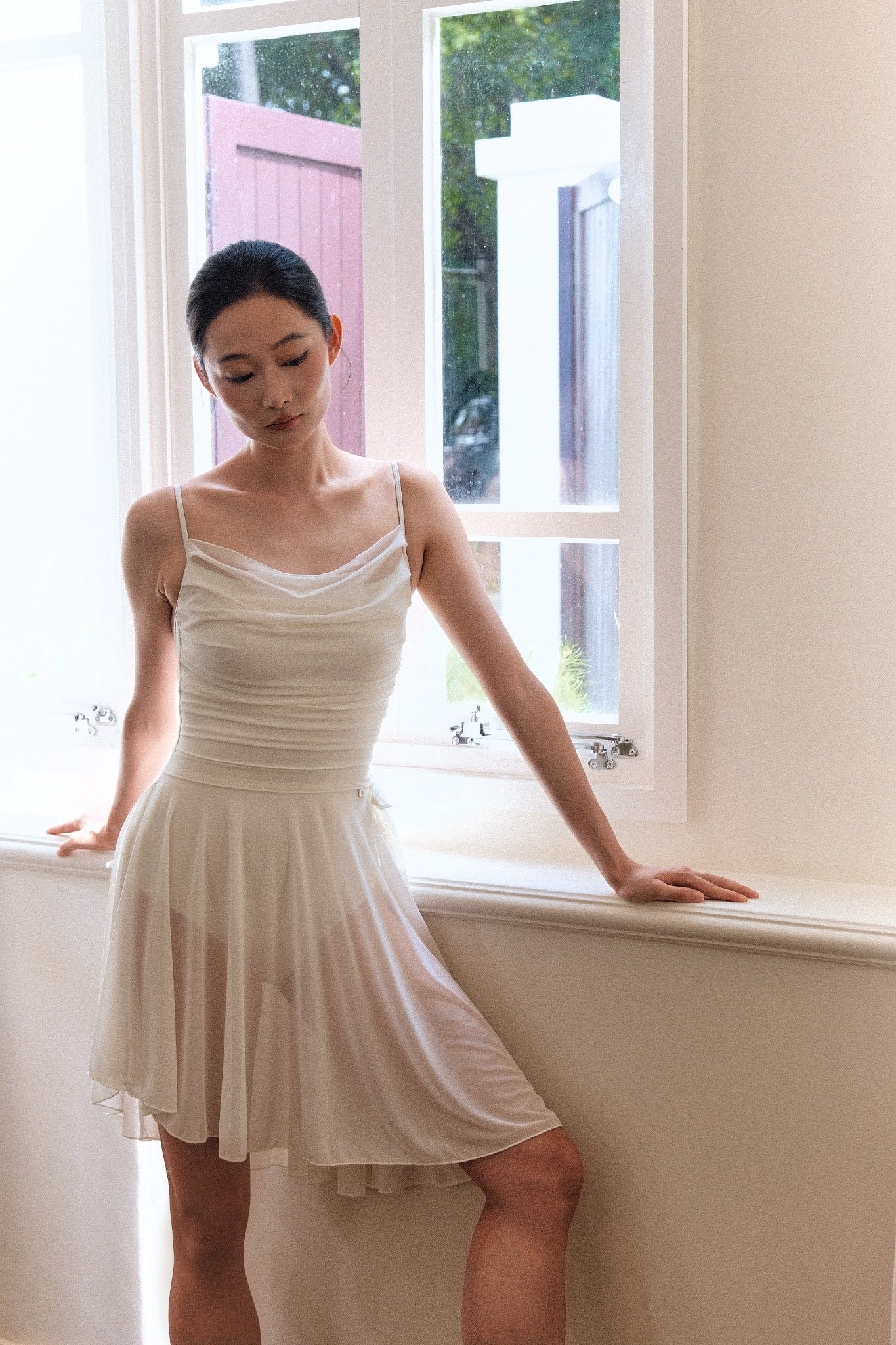 Dawn White Autumn Haze Midi Ballet Skirt is super lightweight and soft, making it flow beautifully with dancers' movements 