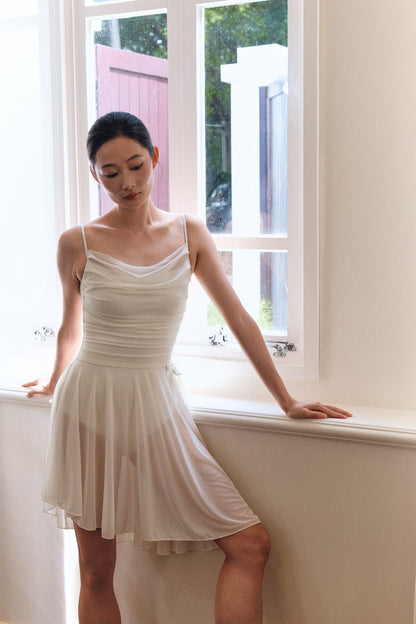Dawn White Autumn Haze Midi Ballet Skirt is super lightweight and soft, making it flow beautifully with dancers' movements 