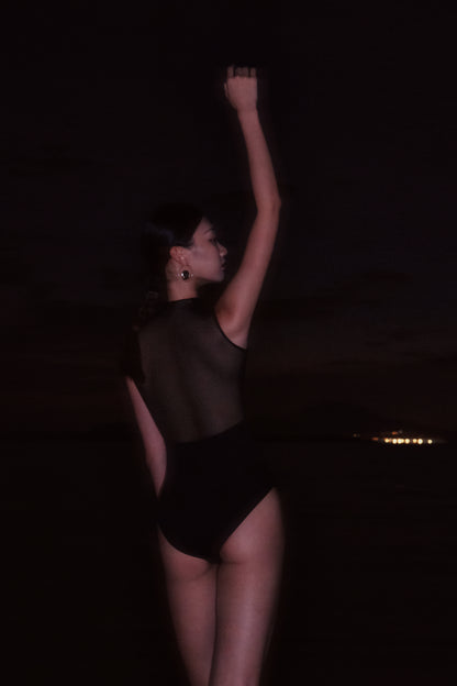 Full Moon High-Collar Leotard features a sheer back made with ultra-soft and second-skin feel tulle