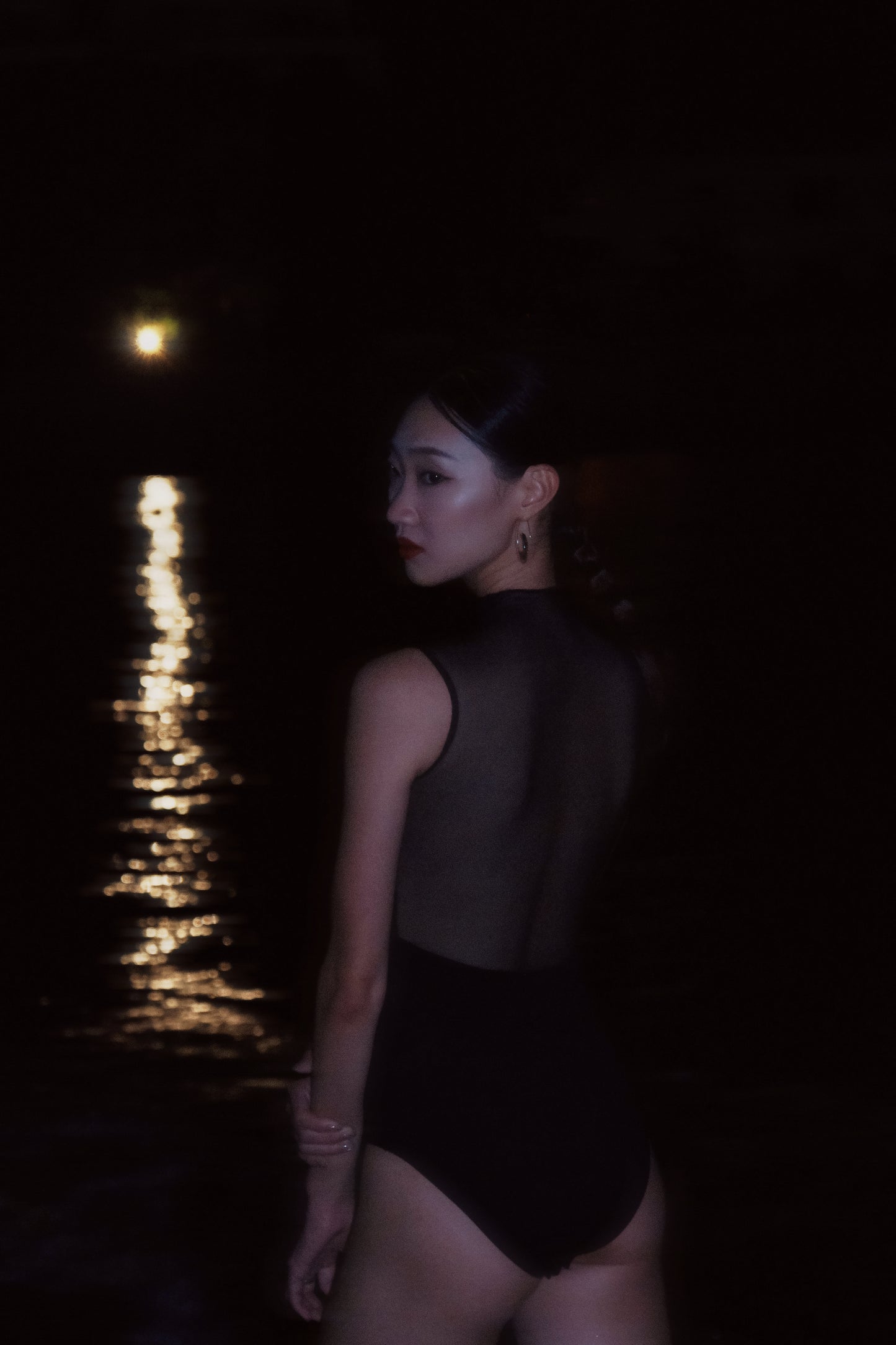 Full Moon High-Collar Leotard is inspired by the full-moon bright hanging high in the night sky
