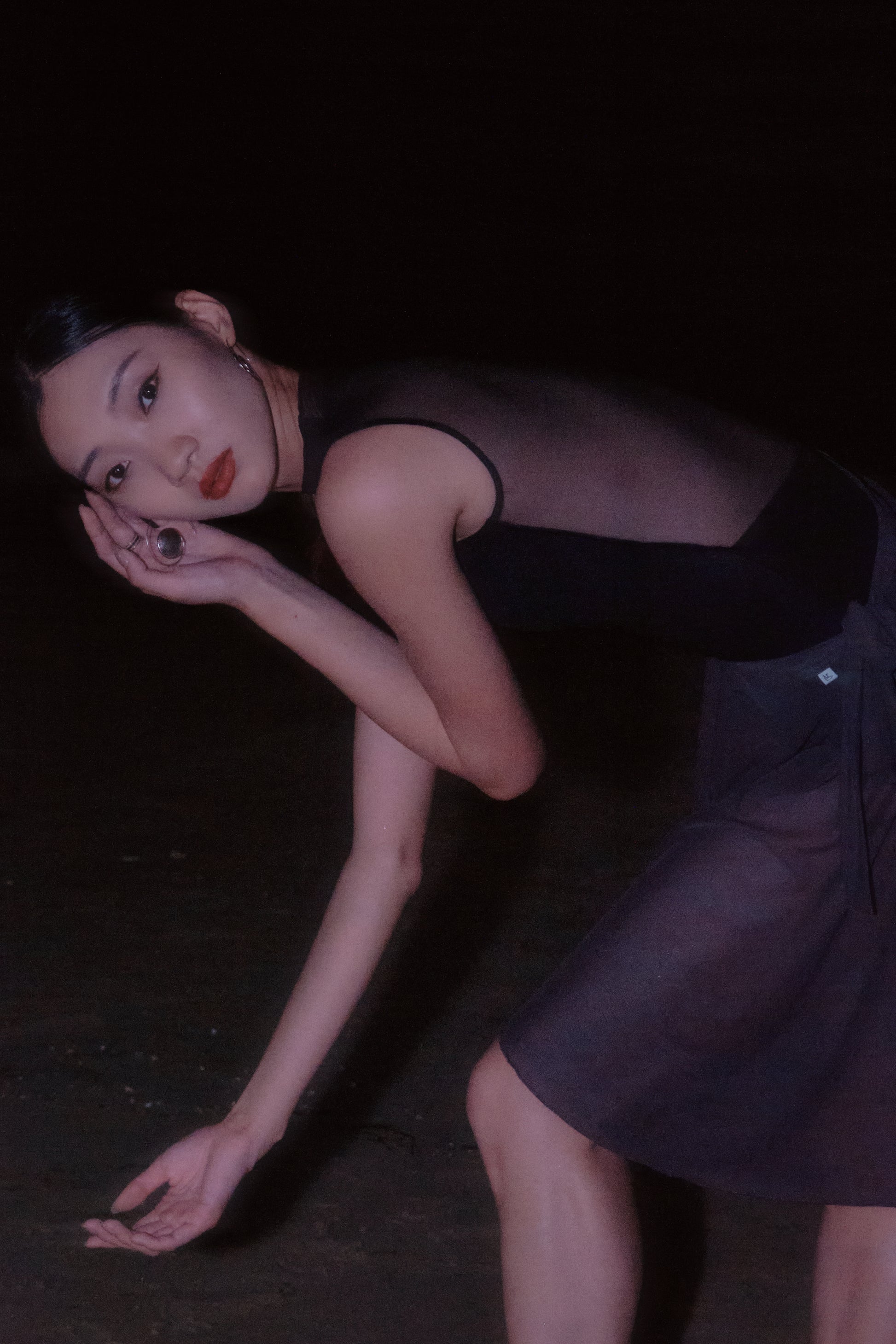 Full Moon High-Collar Leotard is in midnight black, feminine and elegant