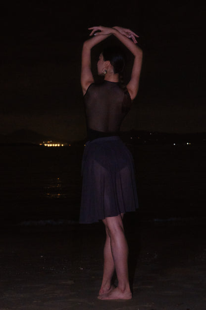 Full Moon High-Collar Leotard is with minimal design and timeless elegance