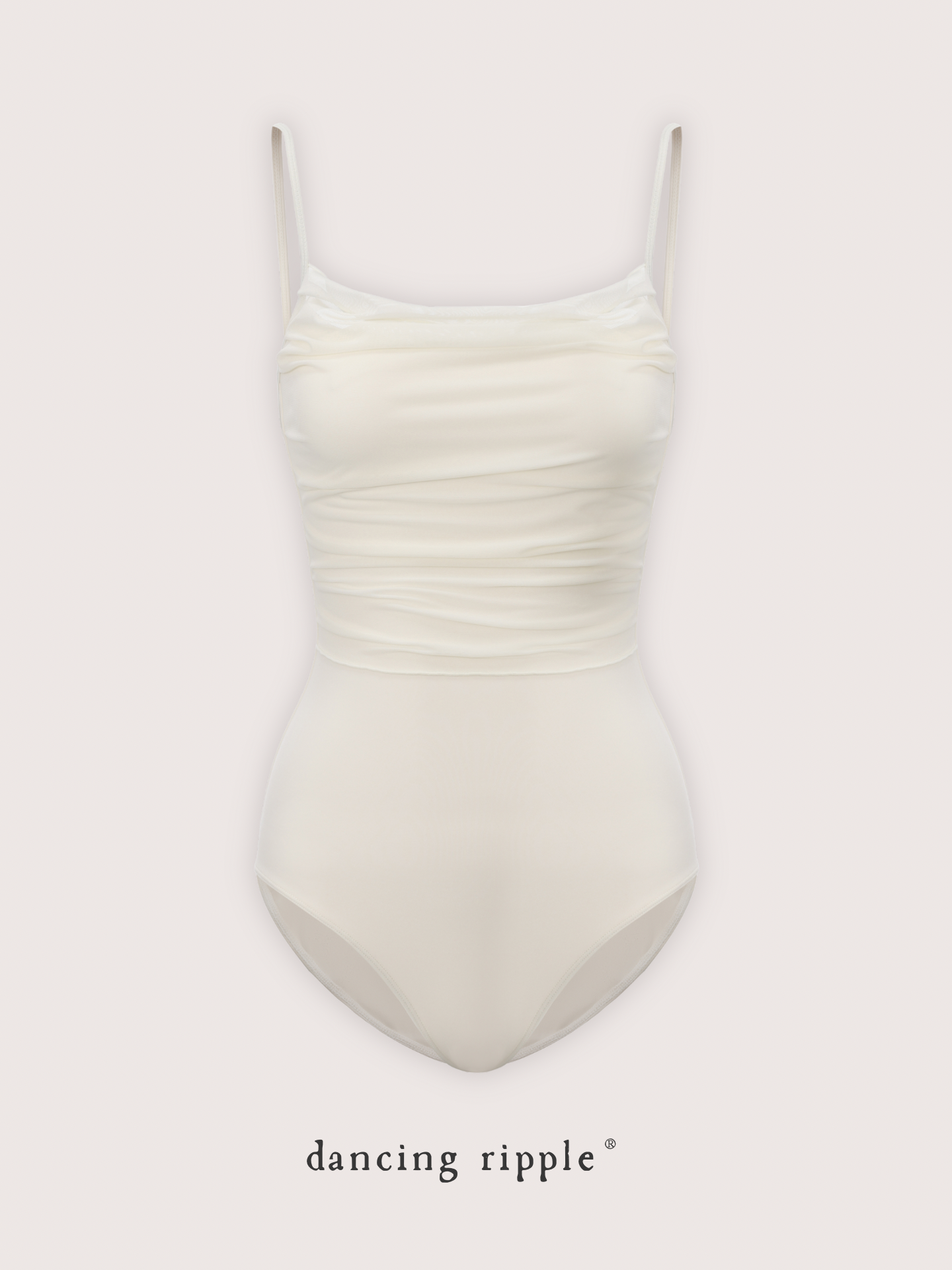「No.6」Mesh Draped Camisole Leotard - Cloud Dancer Product Detail Photo 