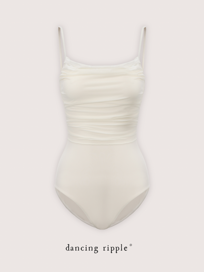 「No.6」Mesh Draped Camisole Leotard - Cloud Dancer Product Detail Photo 