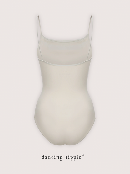 「No.6」Mesh Draped Camisole Leotard - Cloud Dancer Product Detail Back Photo