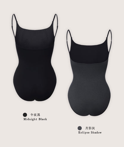 「No.1」Square Neck Camisole Leotard in Moon Edition offers black and gray in one piece
